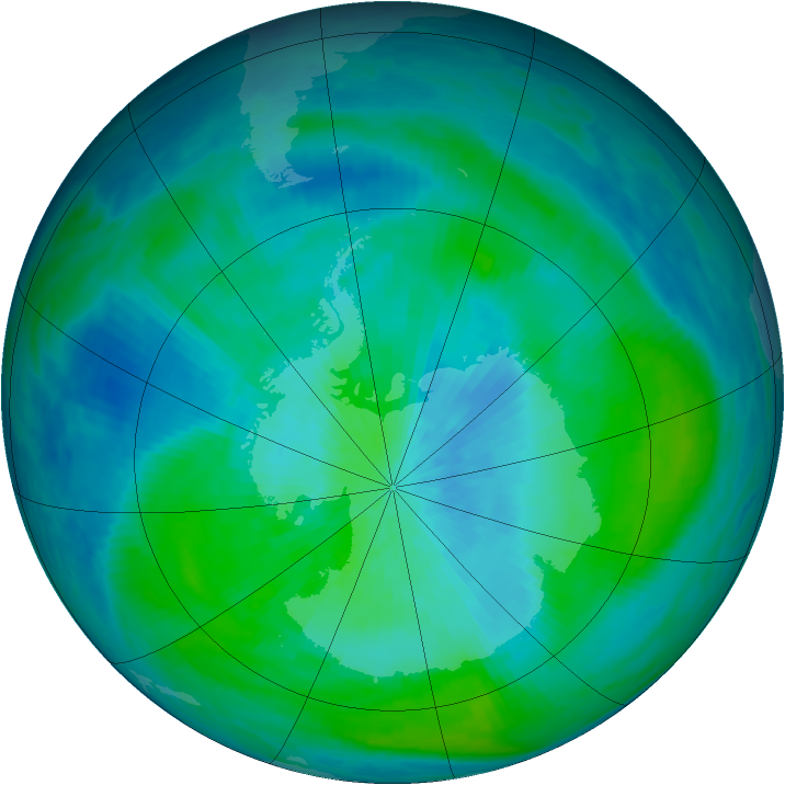 Antarctic ozone map for 01 March 1988